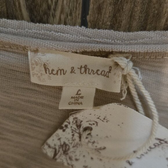 763.  NWT Hem & Thread Cream Tan Sleeveless Tank Top Blouse Shirt Size. L NEW - Picture 3 of 6